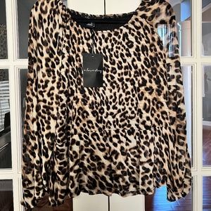 Smocked Waist Leopard Blouse